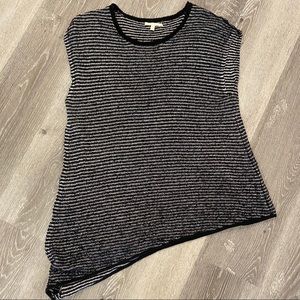 Eileen Fisher B&W Striped Asymmetrical Tunic Med
